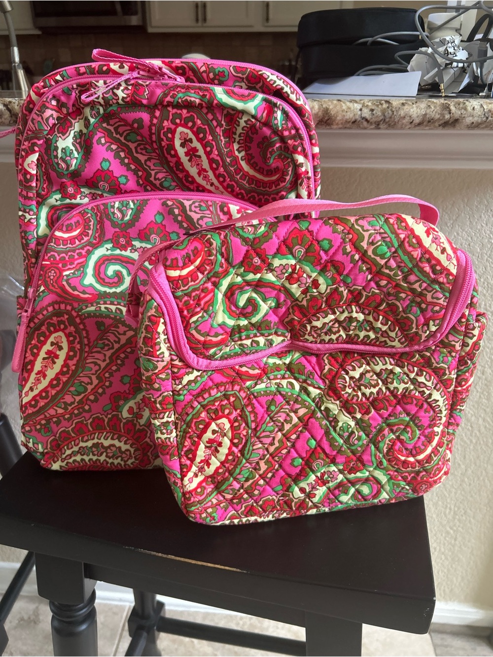 NWT Vera Bradley Quilted Pink Paisley Women’s backpack and lunch kit Set